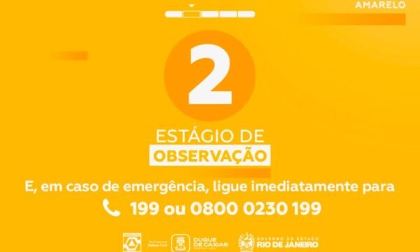 DUQUE DE Caxias mantém Estágio DE observação devido às condições meteorológicas