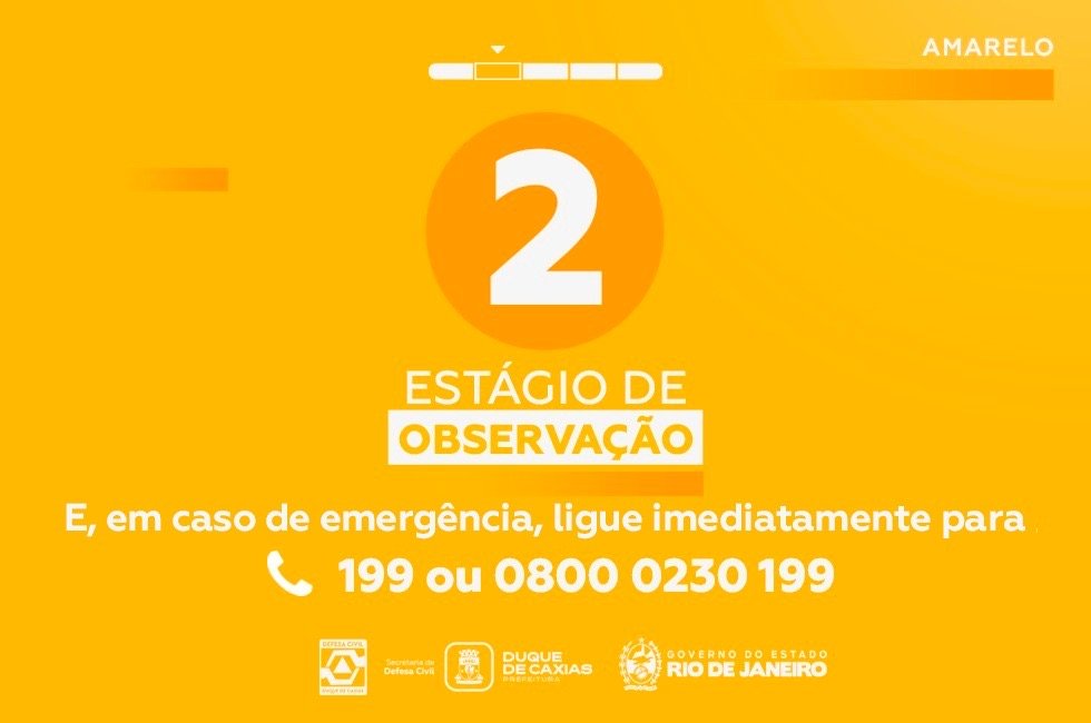 DUQUE DE Caxias mantém Estágio DE observação devido às condições meteorológicas